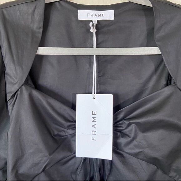 NWT Frame Cotton Black Crop Top Puff Sleeve Blouse Size XS - Picture 9 of 9